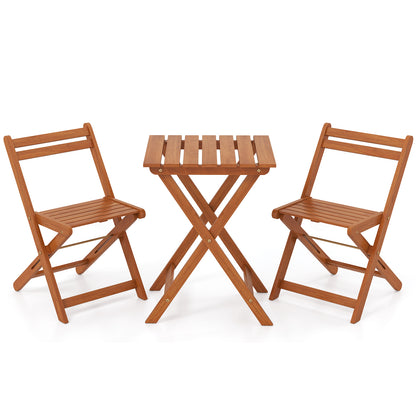 3 Piece Solid Wood Furniture Set with 2 Folding Chairs Patio Furniture Sets at Gallery Canada