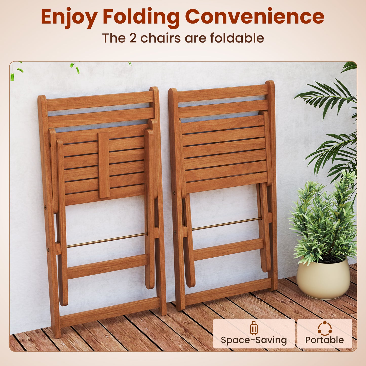 3 Piece Solid Wood Furniture Set with 2 Folding Chairs Patio Furniture Sets at Gallery Canada