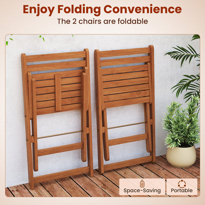 3 Piece Solid Wood Furniture Set with 2 Folding Chairs Patio Furniture Sets at Gallery Canada