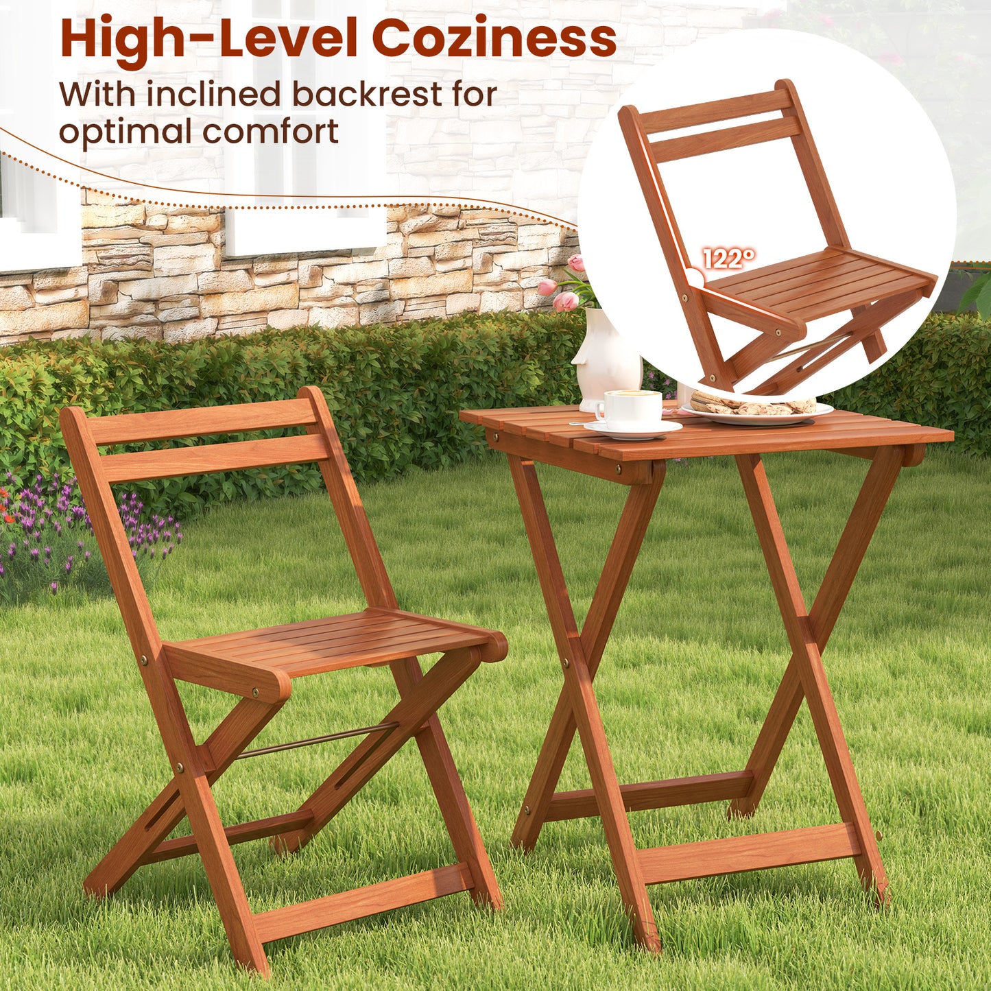 3 Piece Solid Wood Furniture Set with 2 Folding Chairs Patio Furniture Sets at Gallery Canada
