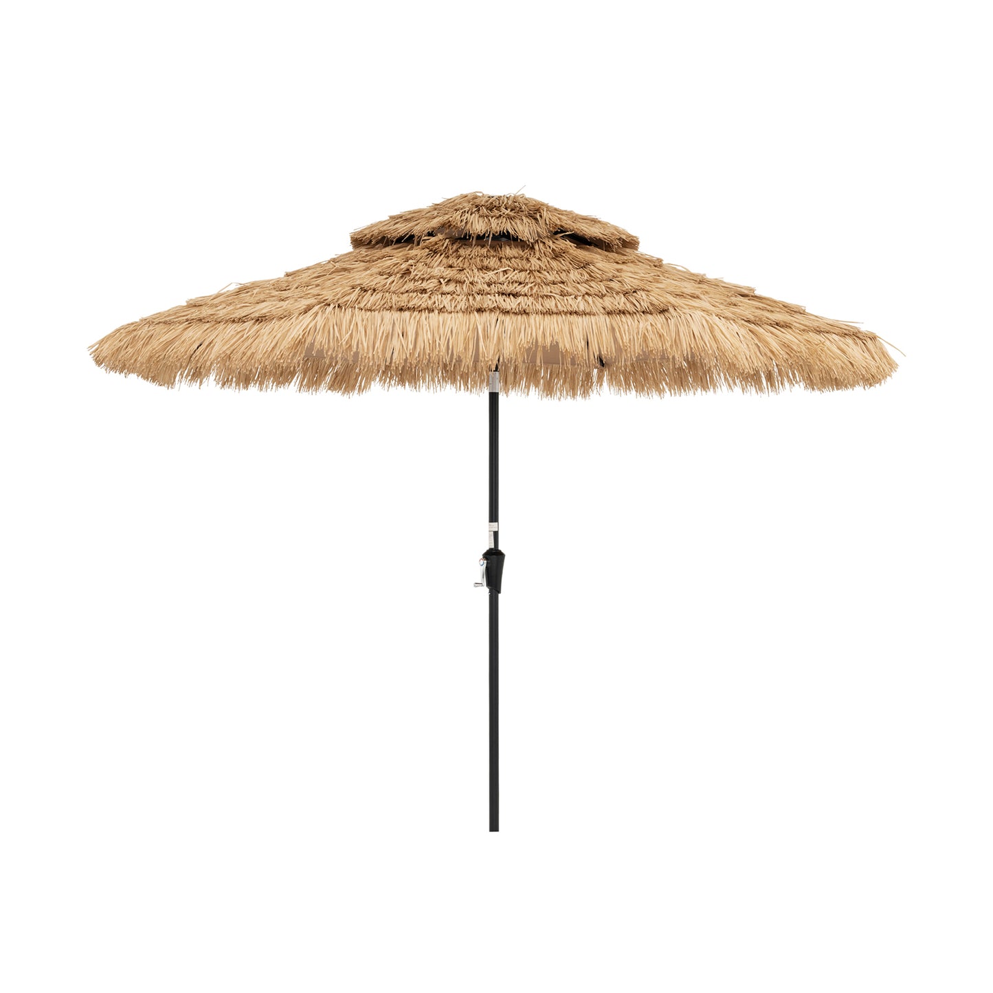 9 Feet Solar Powered Thatched Tiki Patio Umbrella with Led Lights, Natural Outdoor Umbrellas Natural at Gallery Canada