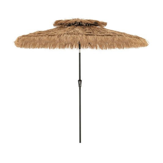 9 Feet Thatched Tiki Umbrella, 8 Ribs, Natural