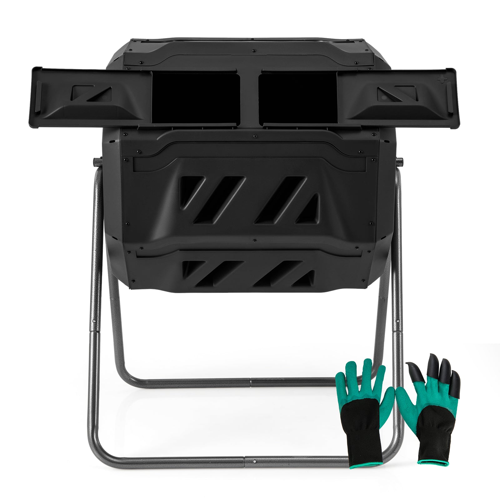 360° Rotatable Tumbling Composter with 2 Sliding Doors, Black Garden Tools at Gallery Canada