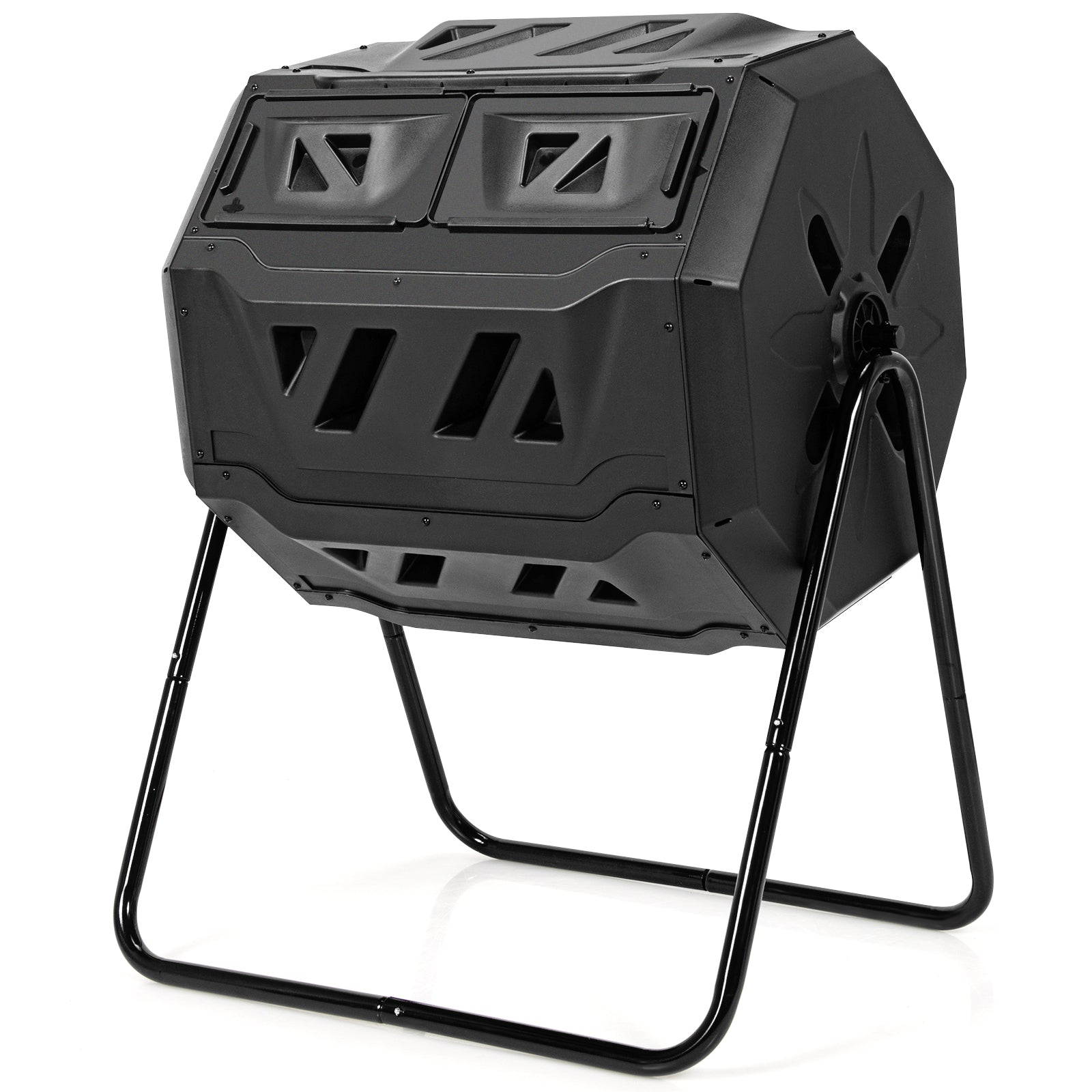 43 Gallon Composting Tumbler Compost Bin with Dual Rotating Chamber, Black Garden Tools at Gallery Canada