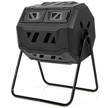 43 Gallon Composting Tumbler Compost Bin with Dual Rotating Chamber, Black Garden Tools at Gallery Canada