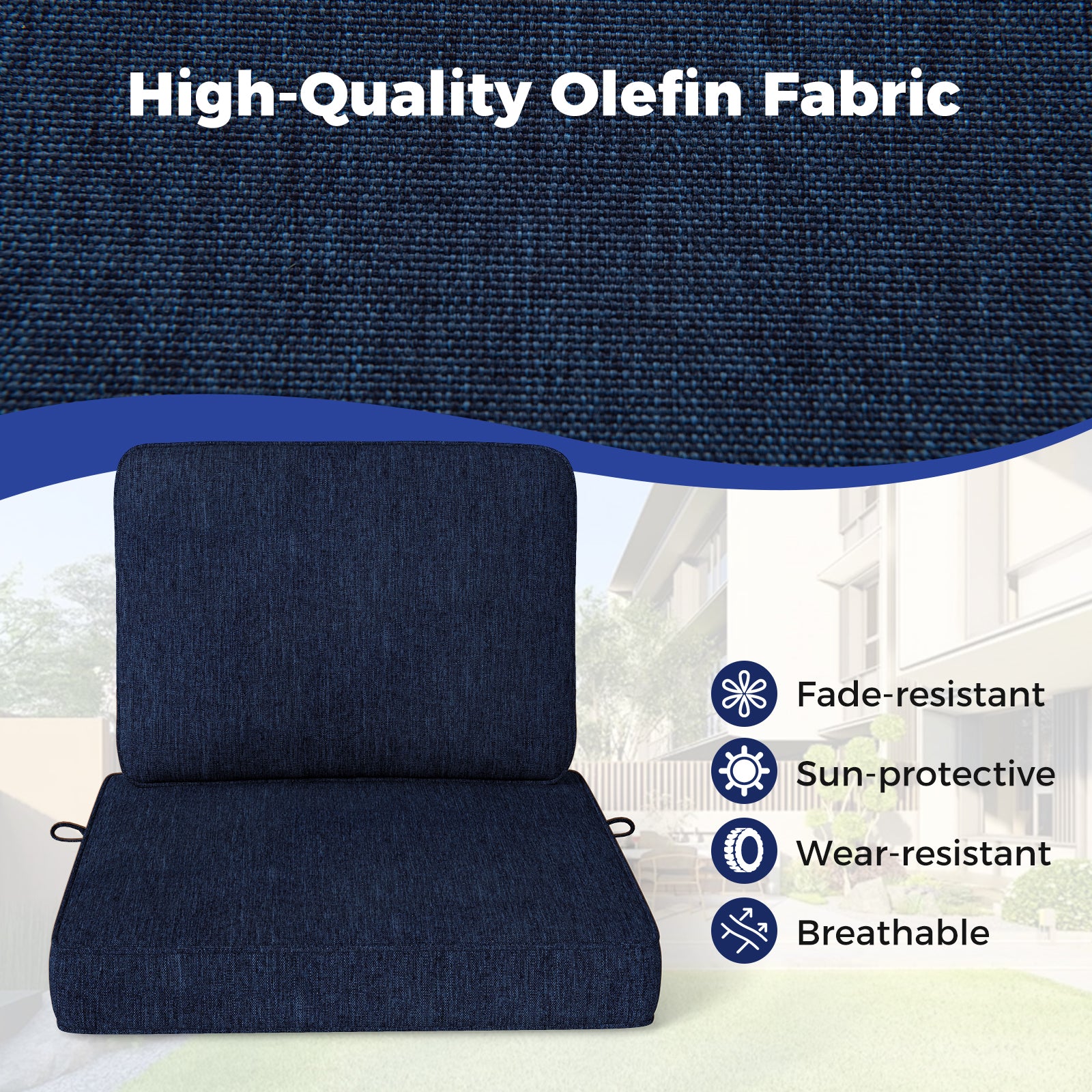 2-Pack Outdoor Patio Cushion Set with Removable Covers, Navy Outdoor Furniture Accessories at Gallery Canada