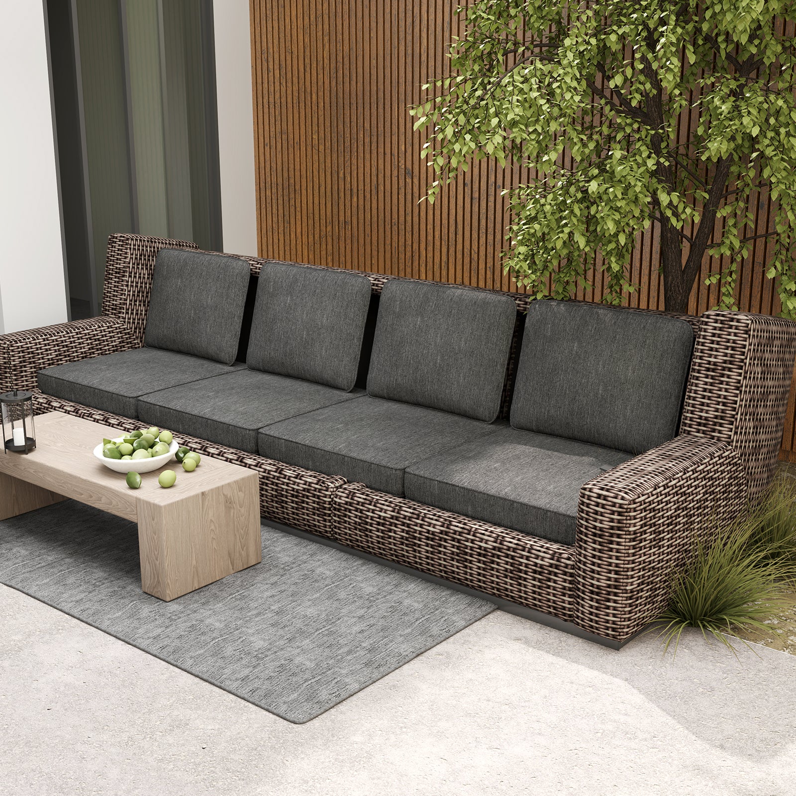 Set of 4 Outdoor Patio Cushion Set with Removable Covers, Gray Outdoor Furniture Accessories at Gallery Canada