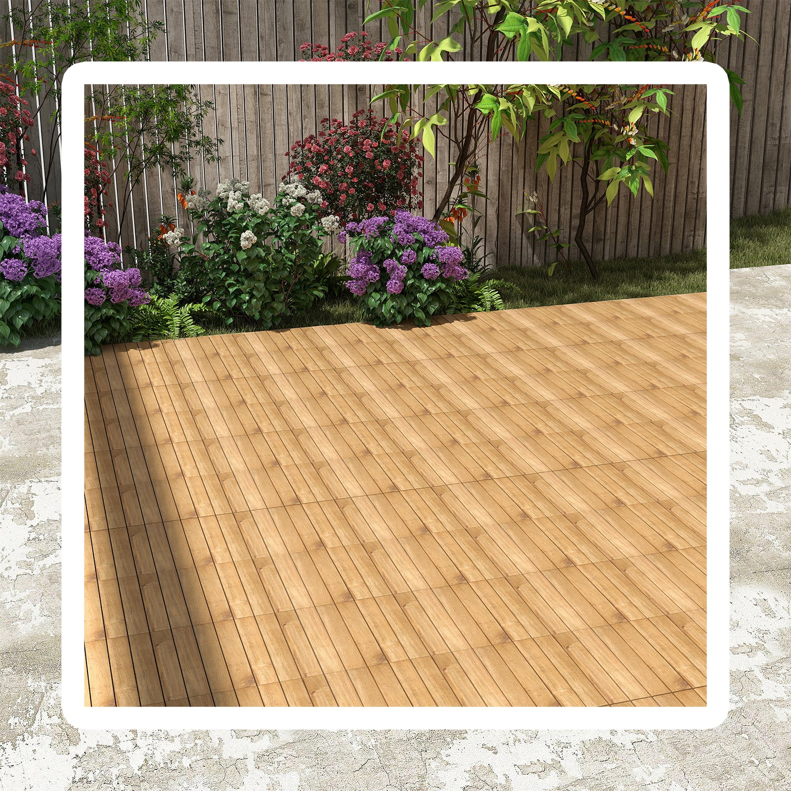 30 PCS Interlocking Deck Tiles 12 x 12 Inch Acacia Wood Patio Tiles with Straight Slats, Natural Decorative Fencing & Flooring at Gallery Canada