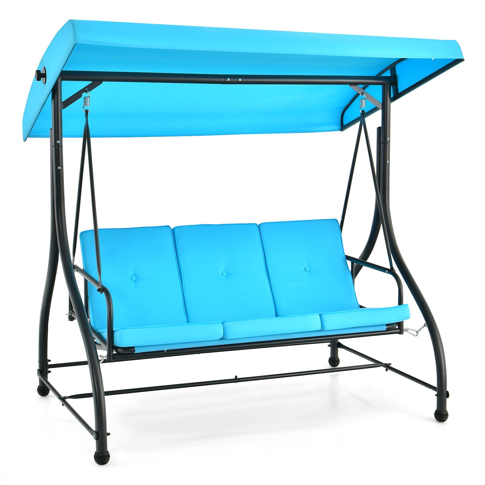 3 Seat Outdoor Porch Swing with Adjustable Canopy, Blue Porch Swings at Gallery Canada