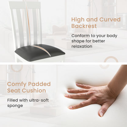 Dining Chair Set of 2 Upholstered Wooden Kitchen Chairs with Padded Seat and Rubber Wood Frame, White Dining Chairs at Gallery Canada