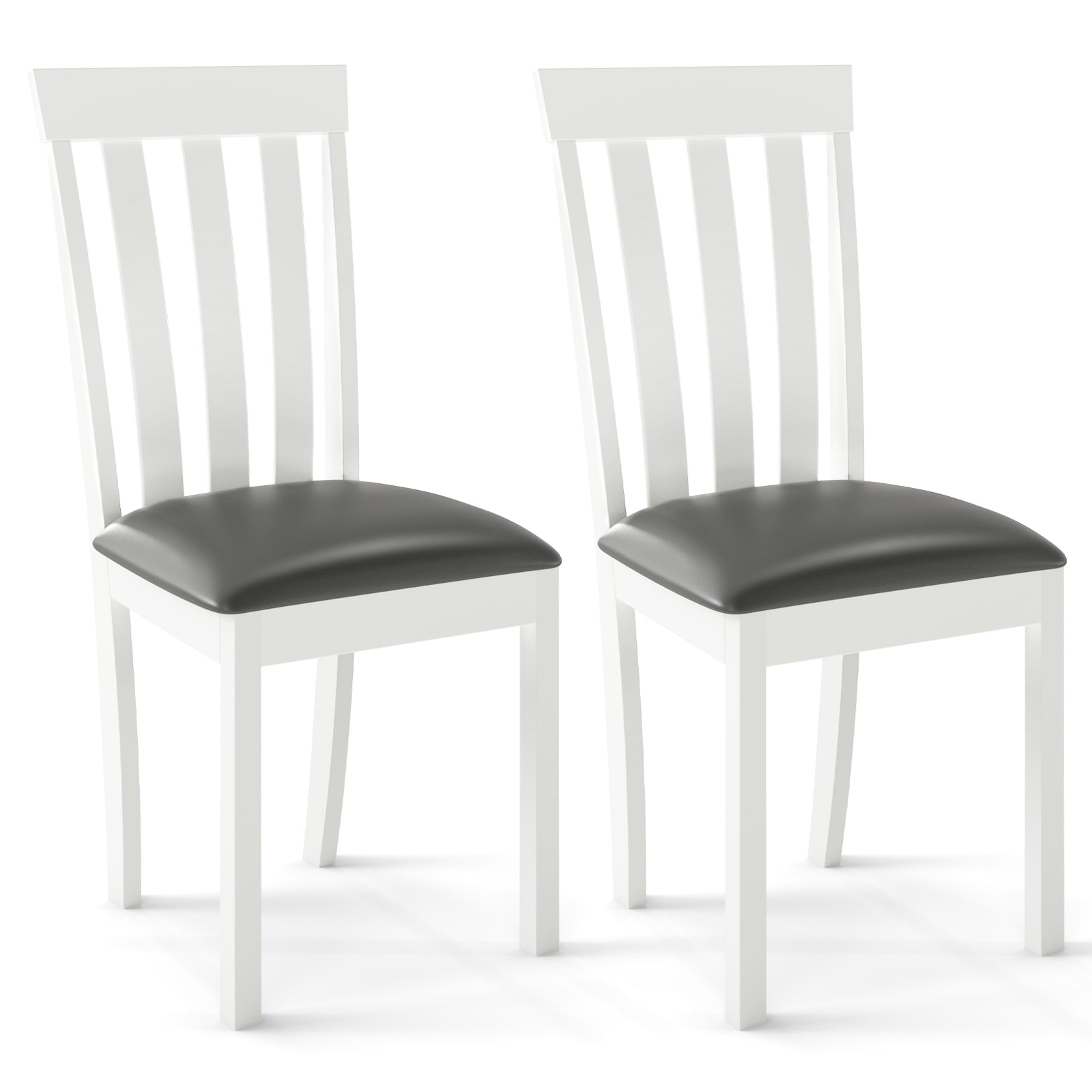 Dining Chair Set of 2 Upholstered Wooden Kitchen Chairs with Padded Seat and Rubber Wood Frame, White Dining Chairs at Gallery Canada