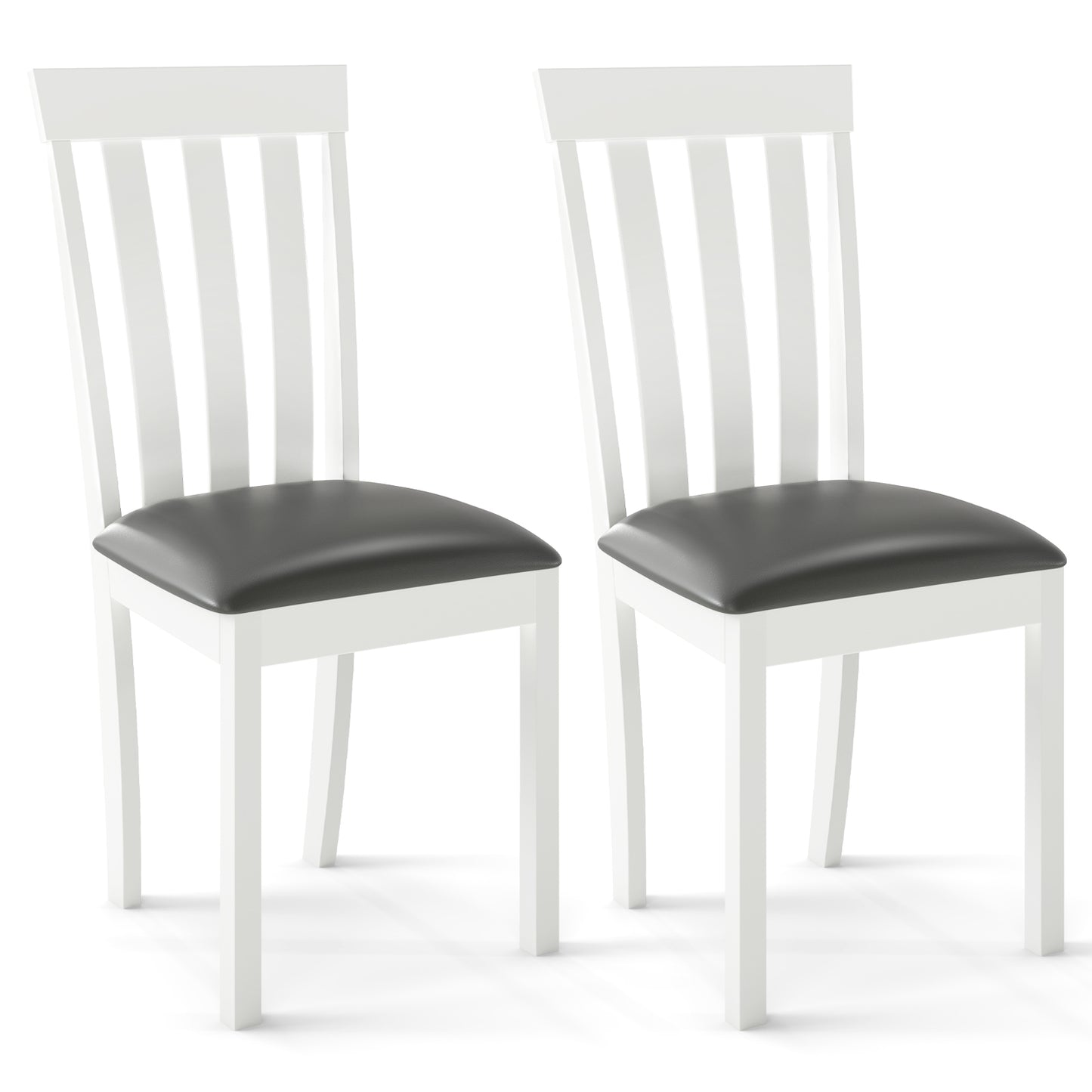 Dining Chair Set of 2 Upholstered Wooden Kitchen Chairs with Padded Seat and Rubber Wood Frame, White Dining Chairs at Gallery Canada