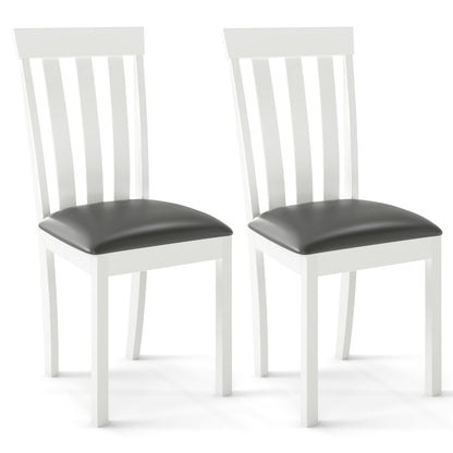 Dining Chair Set of 2 Upholstered Wooden Kitchen Chairs with Padded Seat and Rubber Wood Frame, White Dining Chairs at Gallery Canada