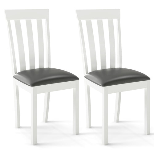 Dining Chair Set of 2 Upholstered Wooden Kitchen Chairs with Padded Seat and Rubber Wood Frame, White