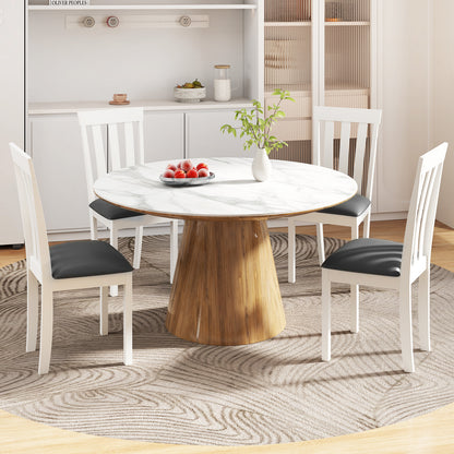 Dining Chair Set of 2 Upholstered Wooden Kitchen Chairs with Padded Seat and Rubber Wood Frame, White Dining Chairs at Gallery Canada
