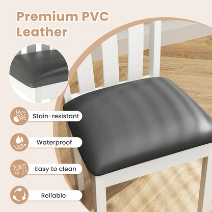 Dining Chair Set of 2 Upholstered Wooden Kitchen Chairs with Padded Seat and Rubber Wood Frame, White Dining Chairs at Gallery Canada