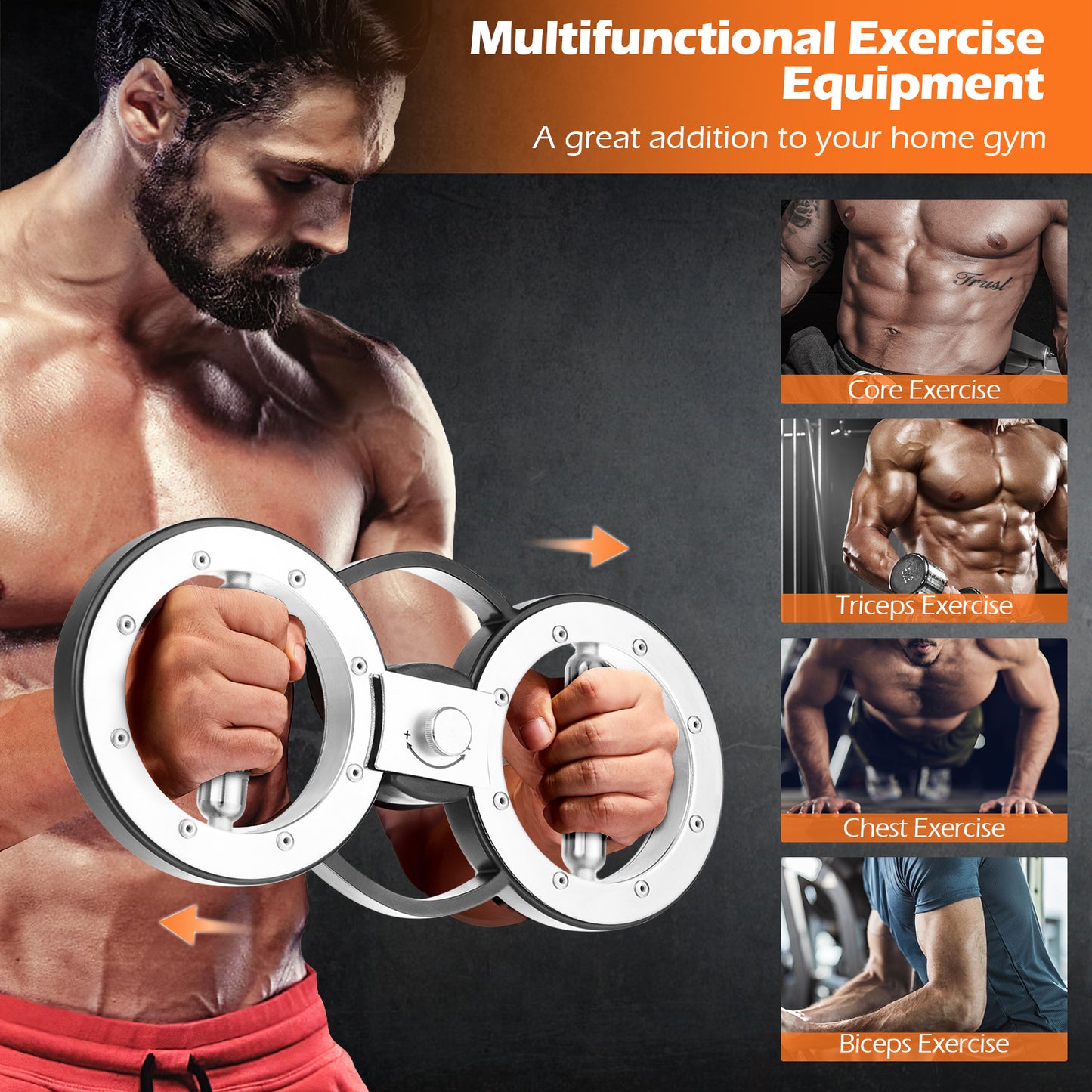 12 LBS Burn Machine Arm Workout Equipment with Adjustable Resistance, Silver Weights Accessories at Gallery Canada