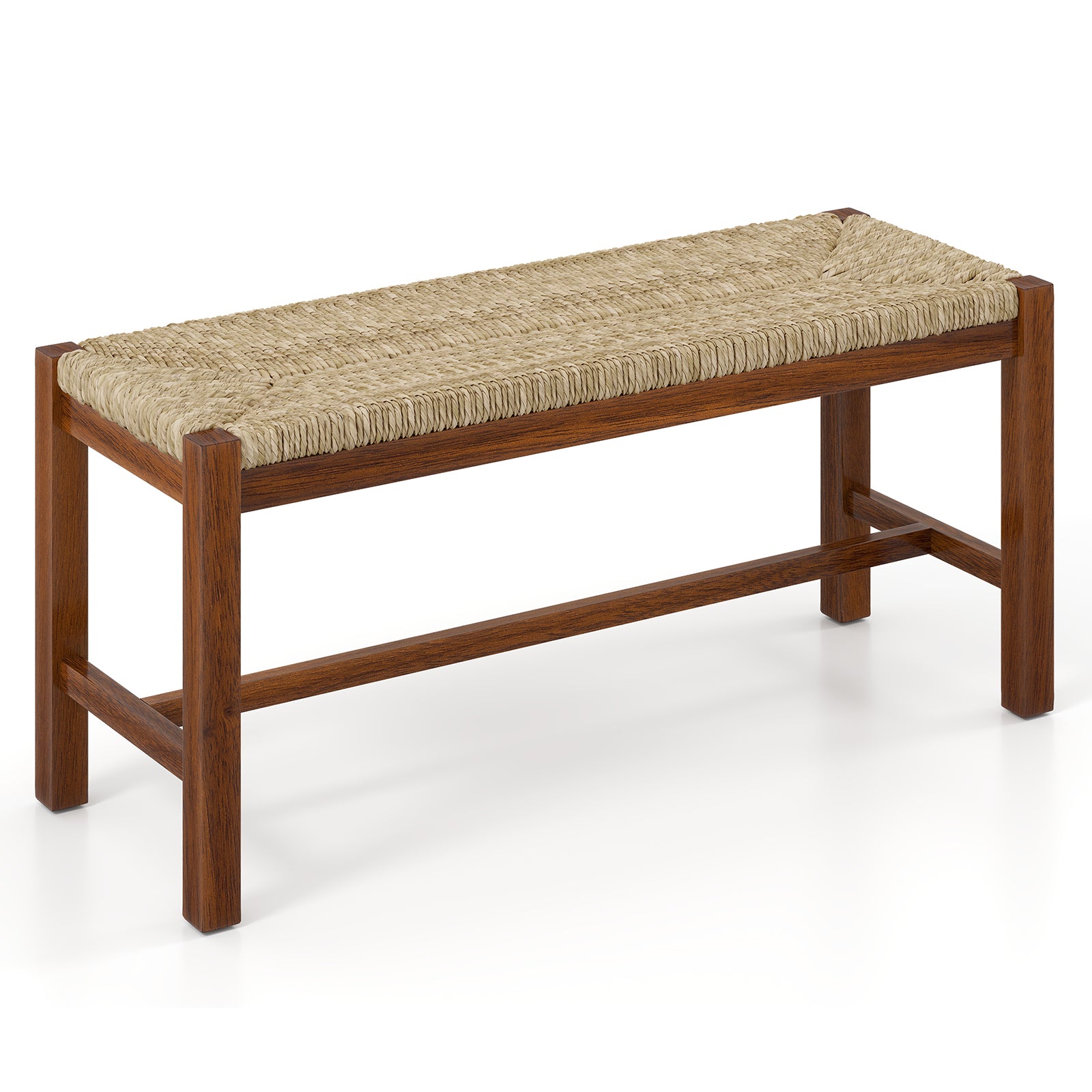 40 Inch Long Wood Bench with Solid Rubber Wood Frame, Walnut Outdoor Benches Walnut at Gallery Canada