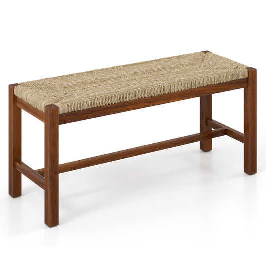 40 Inch Wood Bench, Solid Rubber Wood Frame, Walnut Outdoor Benches Walnut at Gallery Canada
