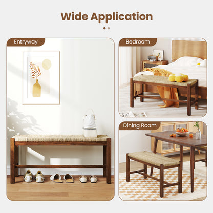 40 Inch Long Wood Bench with Solid Rubber Wood Frame, Walnut Outdoor Benches at Gallery Canada