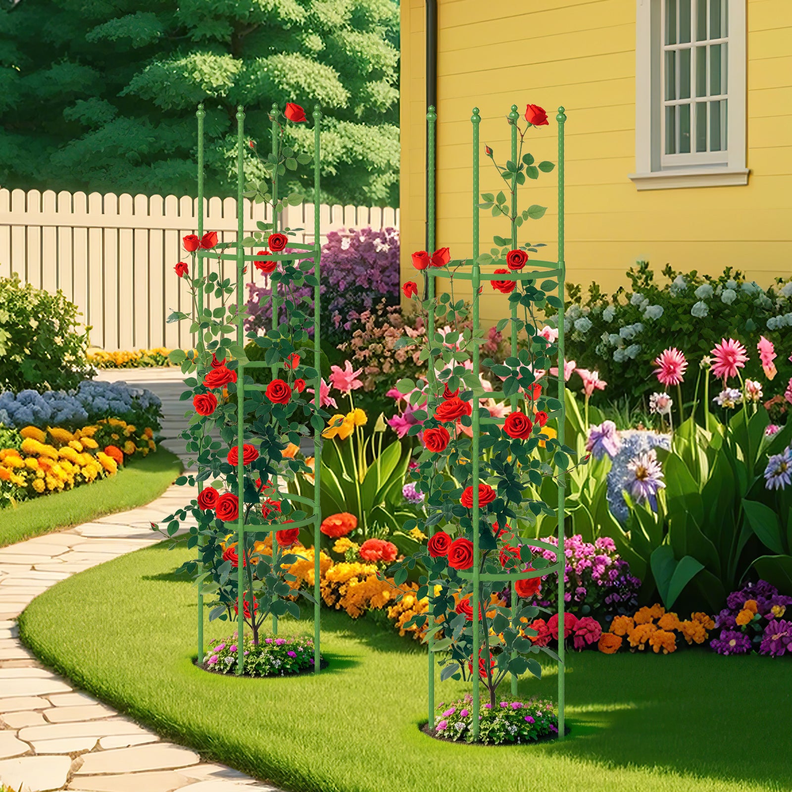 2-Pack Garden Trellis Tomato Cage with Adjustable Height, Green Plant Stands at Gallery Canada