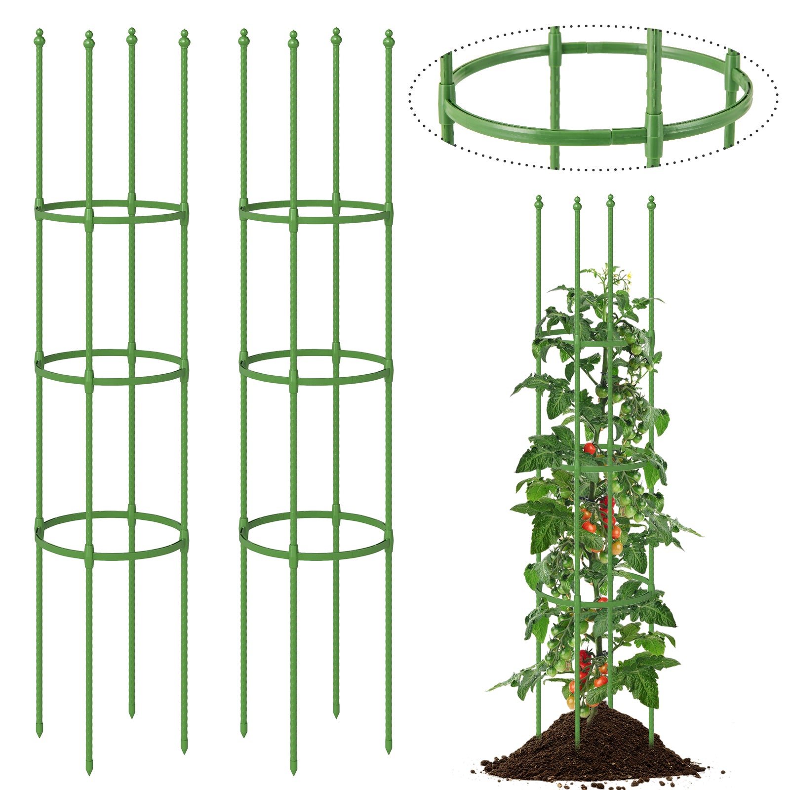 2-Pack Garden Trellis Tomato Cage with Adjustable Height, Green Plant Stands at Gallery Canada