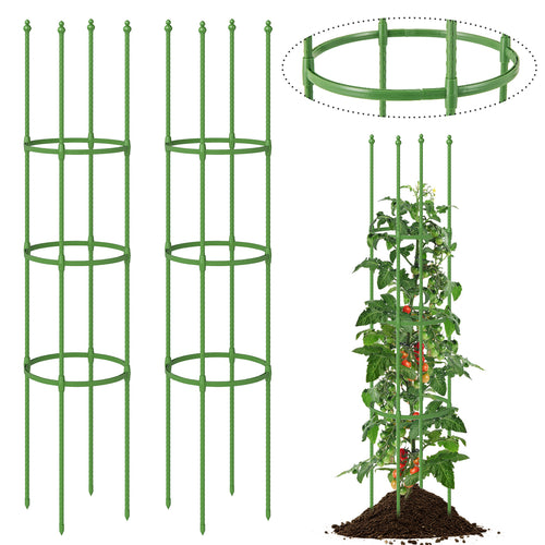 2-Pack Garden Trellis Tomato Cage with Adjustable Height, Green