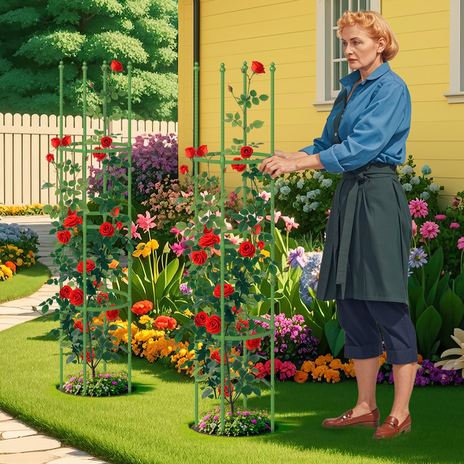 2-Pack Garden Trellis Tomato Cage with Adjustable Height, Green Plant Stands at Gallery Canada