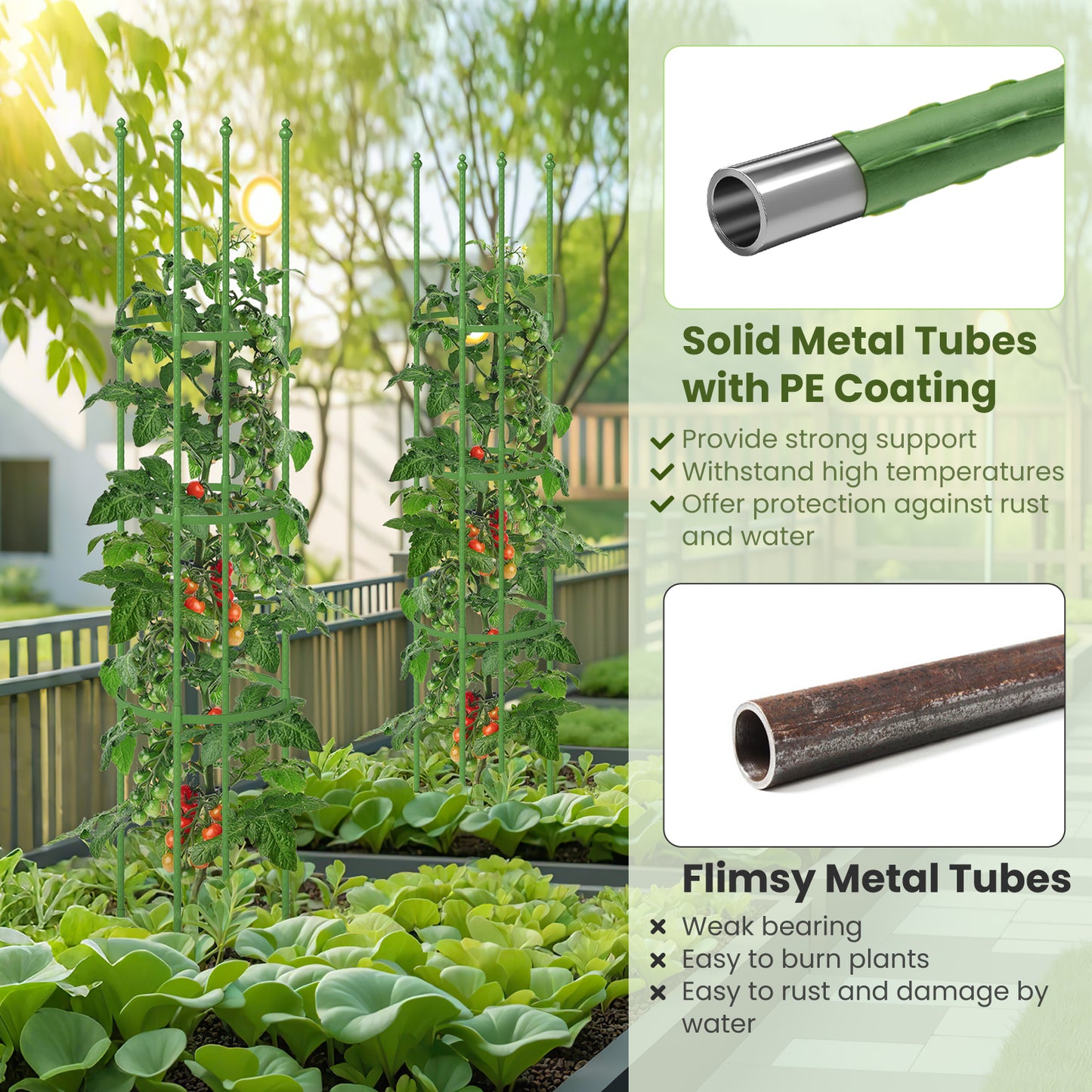 2-Pack Garden Trellis Tomato Cage with Adjustable Height, Green Plant Stands at Gallery Canada