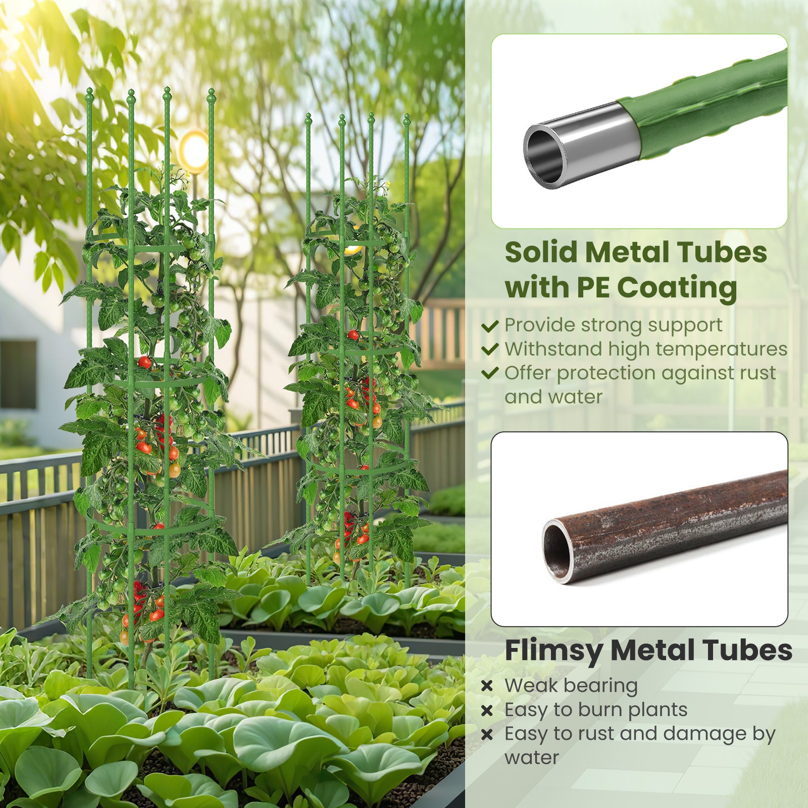 2-Pack Garden Trellis Tomato Cage with Adjustable Height, Green Plant Stands at Gallery Canada