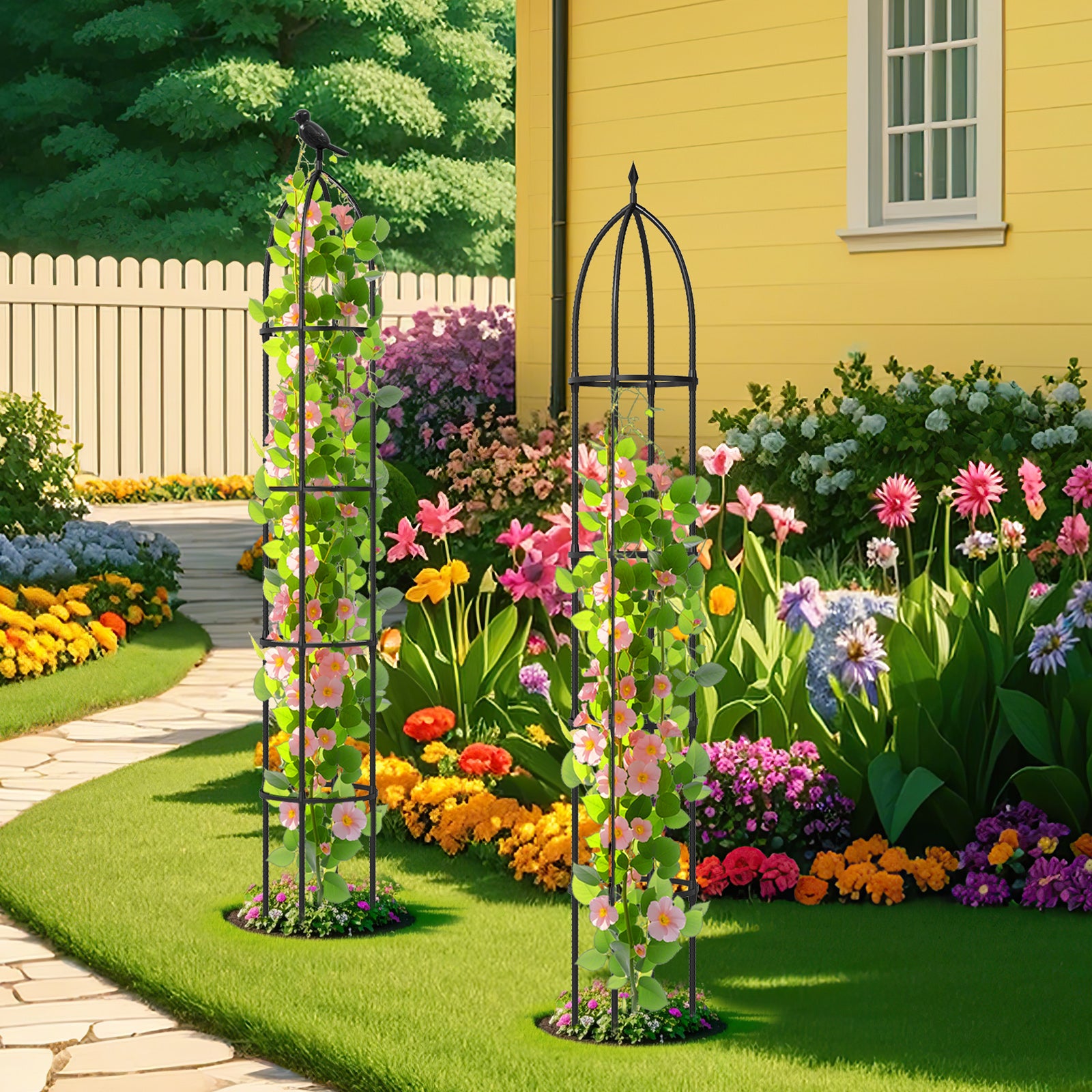 2-Pack Garden Obelisk Trellis For Climbing Plants, Black Raised Garden Beds at Gallery Canada