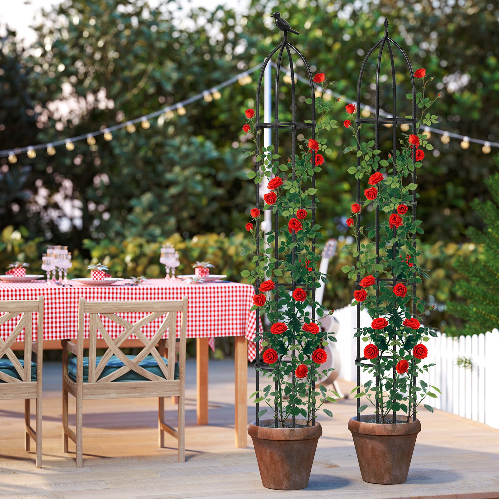 2-Pack Garden Obelisk Trellis For Climbing Plants, Black Raised Garden Beds at Gallery Canada