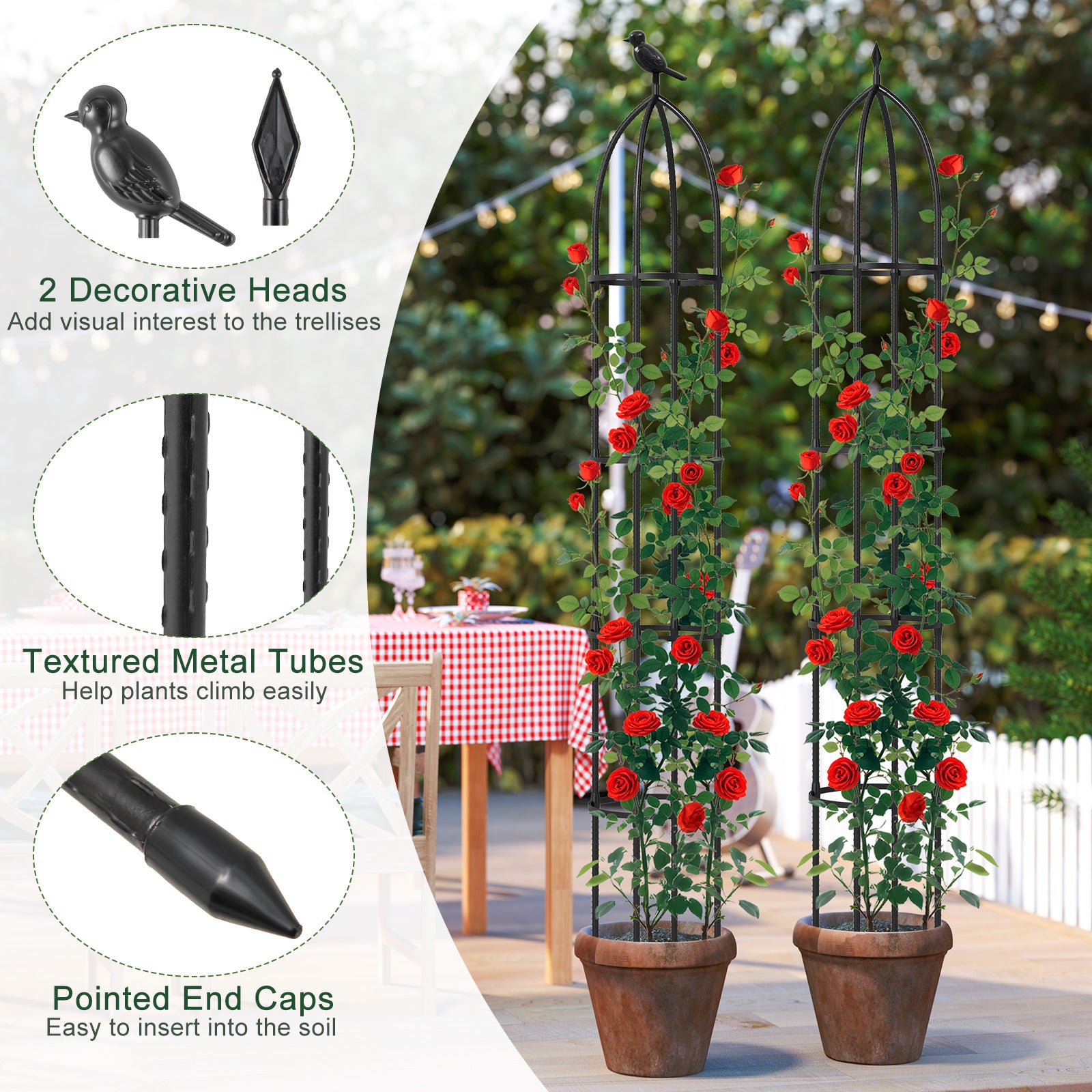 2-Pack Garden Obelisk Trellis For Climbing Plants, Black Raised Garden Beds at Gallery Canada