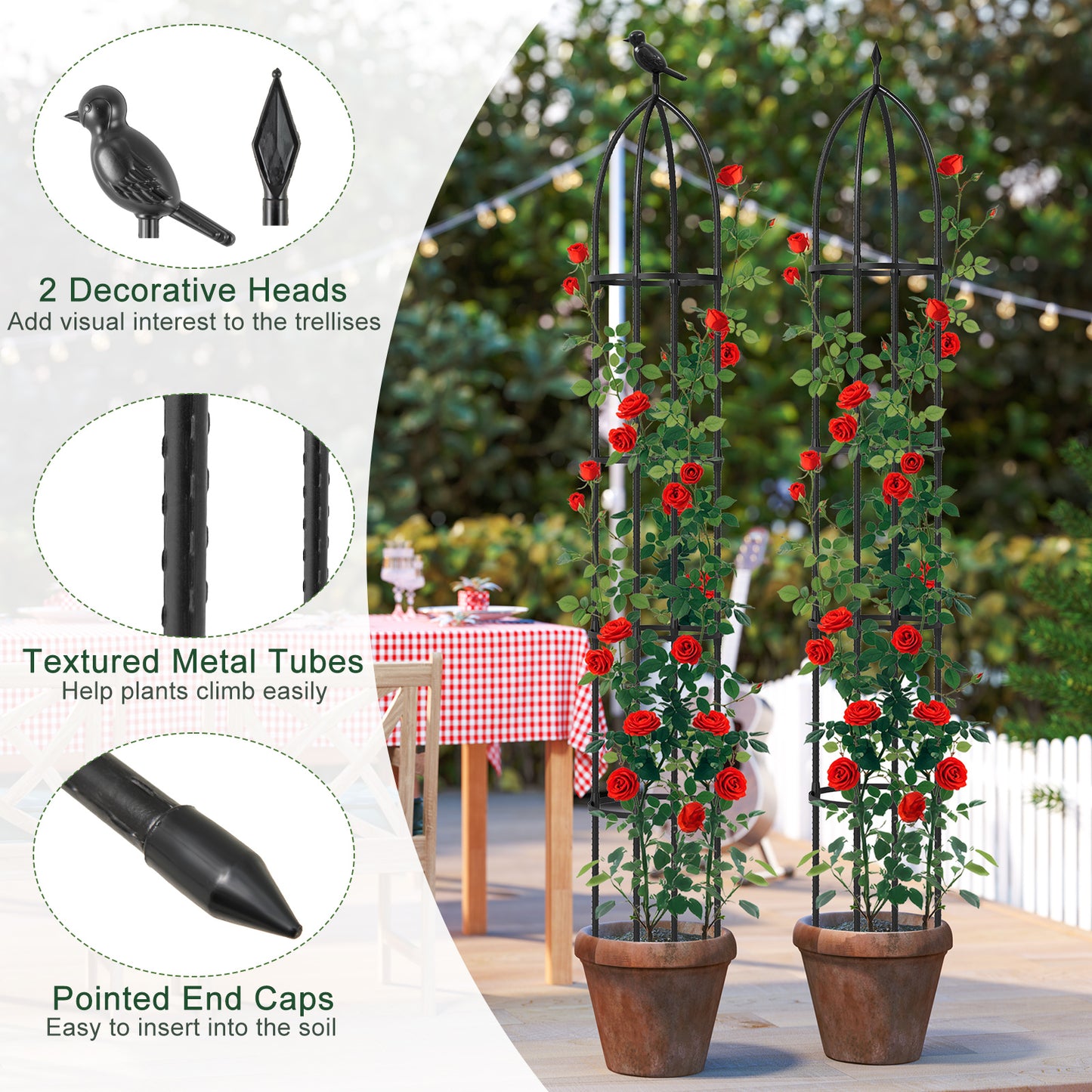 2-Pack Garden Obelisk Trellis For Climbing Plants, Black Raised Garden Beds at Gallery Canada