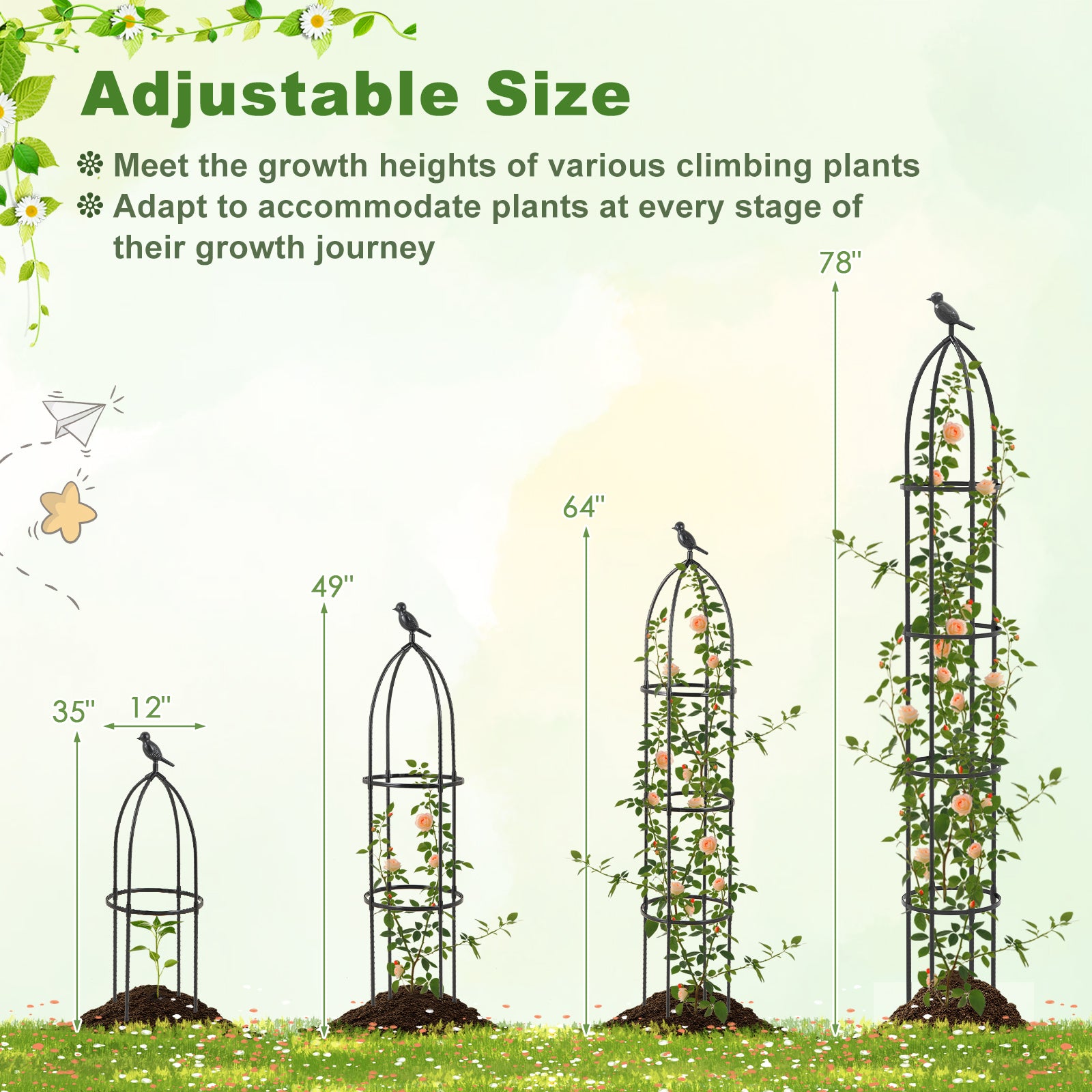 2-Pack Garden Obelisk Trellis For Climbing Plants, Black Raised Garden Beds at Gallery Canada