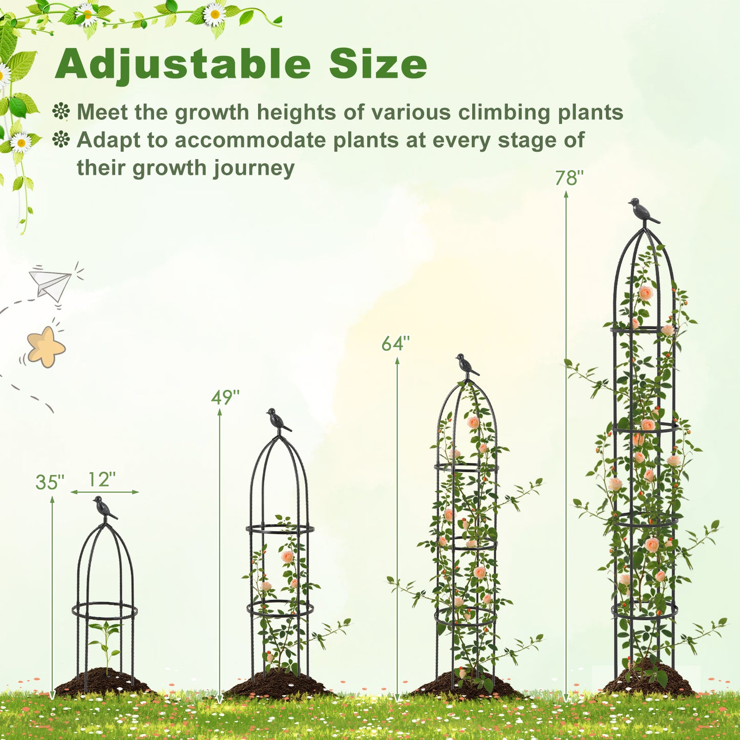 2-Pack Garden Obelisk Trellis For Climbing Plants, Black Raised Garden Beds at Gallery Canada