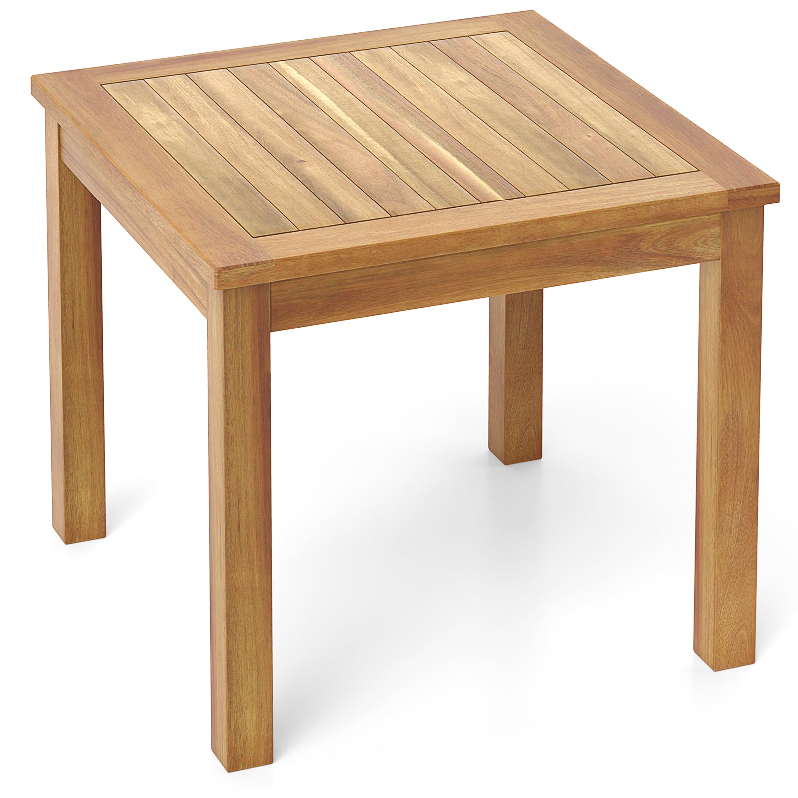 Outdoor Side Table Teak Wood End Table Square Patio Snack Coffee Table, Natural Patio Coffee Tables Natural at Gallery Canada