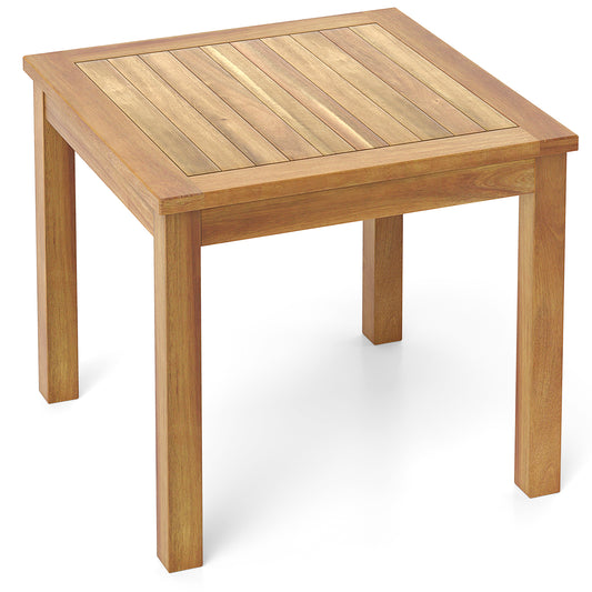 Outdoor Side Table Teak Wood End Table Square Patio Snack Coffee Table, Natural Patio Coffee Tables Natural at Gallery Canada