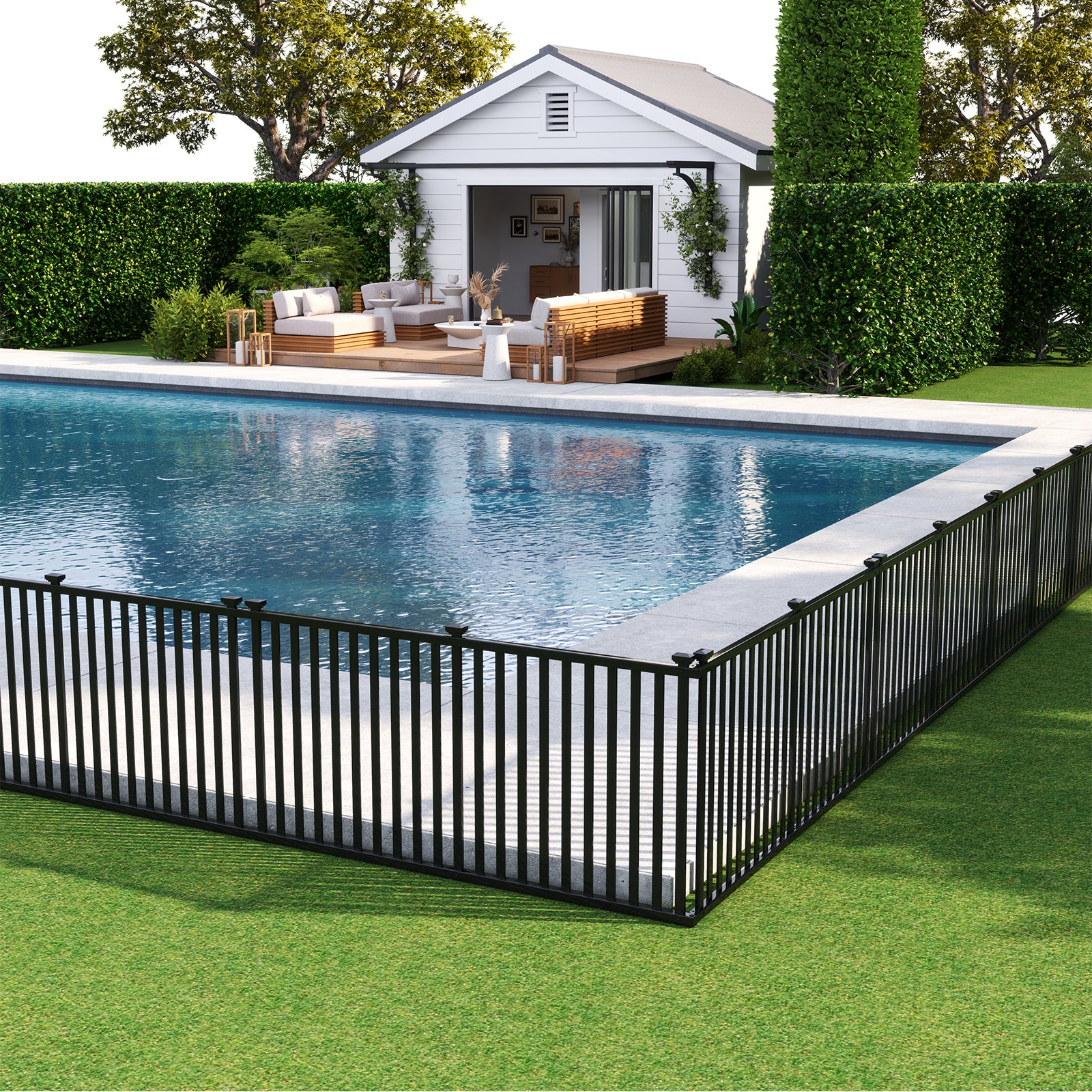 2 Piece 80 x 51 Inch Vinyl Picket Fence for Garden, Black Decorative Fencing & Flooring at Gallery Canada