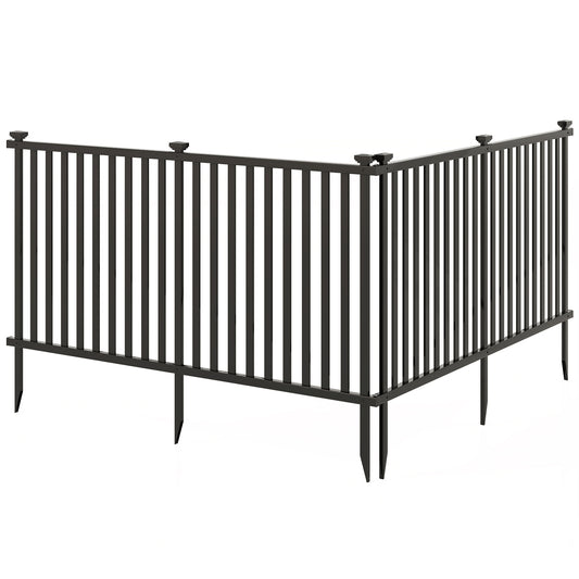2 Piece 80 x 51 Inch Vinyl Picket Fence for Garden, Black Decorative Fencing & Flooring Black at Gallery Canada