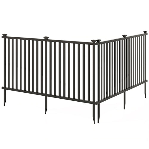 2 Piece 80 x 51 Inch Vinyl Picket Fence for Garden, Black