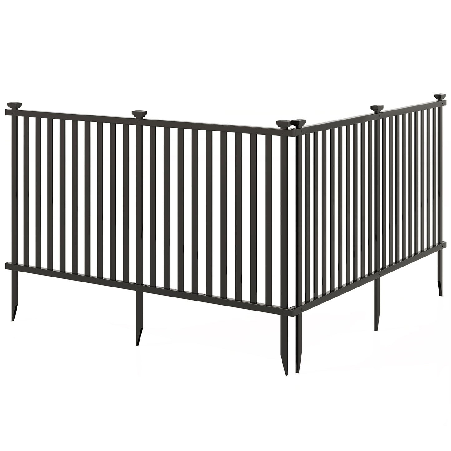 80 x 51 Inch Vinyl Picket Fence, 2 Piece Garden, Black