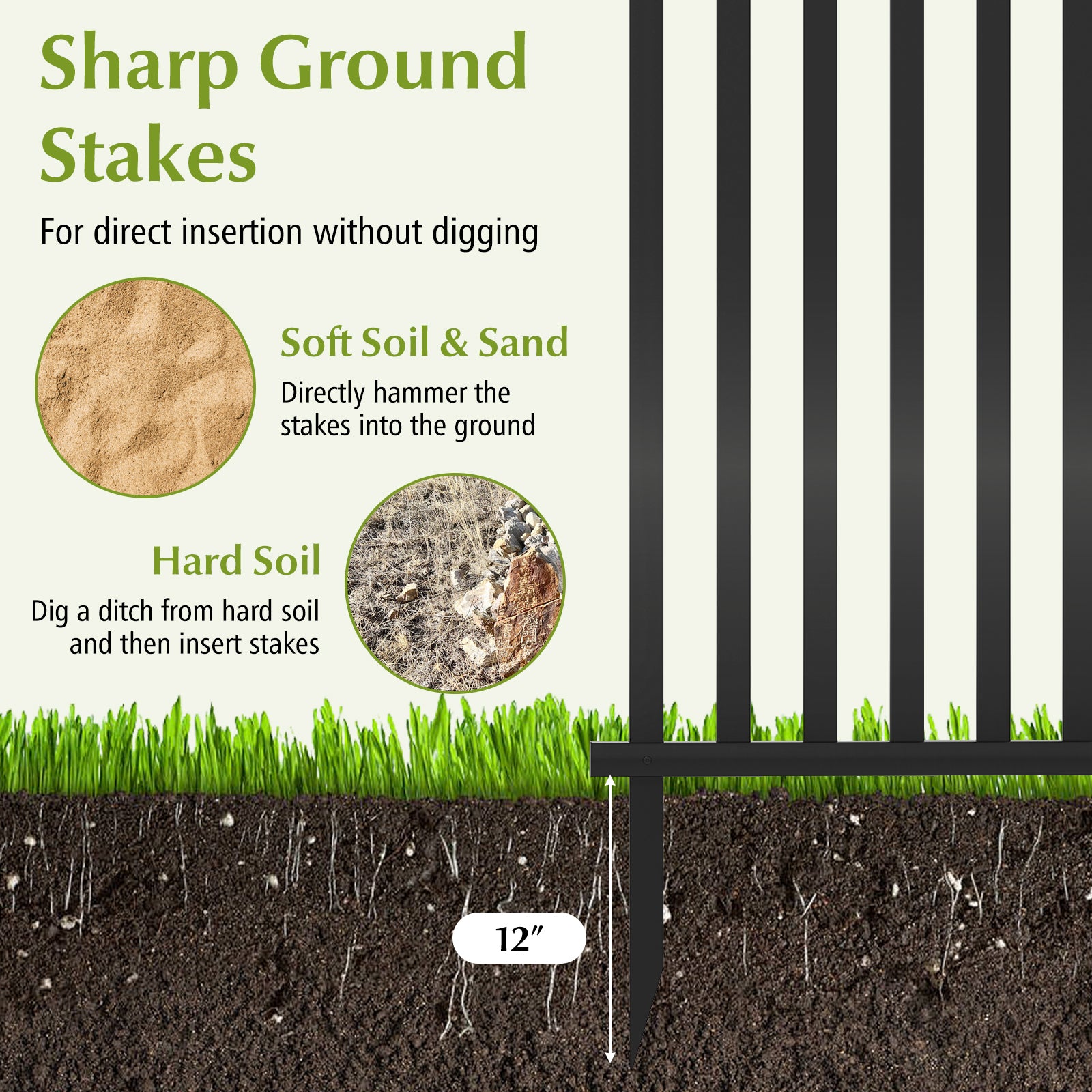 2 Piece 80 x 51 Inch Vinyl Picket Fence for Garden, Black Decorative Fencing & Flooring at Gallery Canada