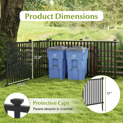 2 Piece 80 x 51 Inch Vinyl Picket Fence for Garden, Black Decorative Fencing & Flooring at Gallery Canada