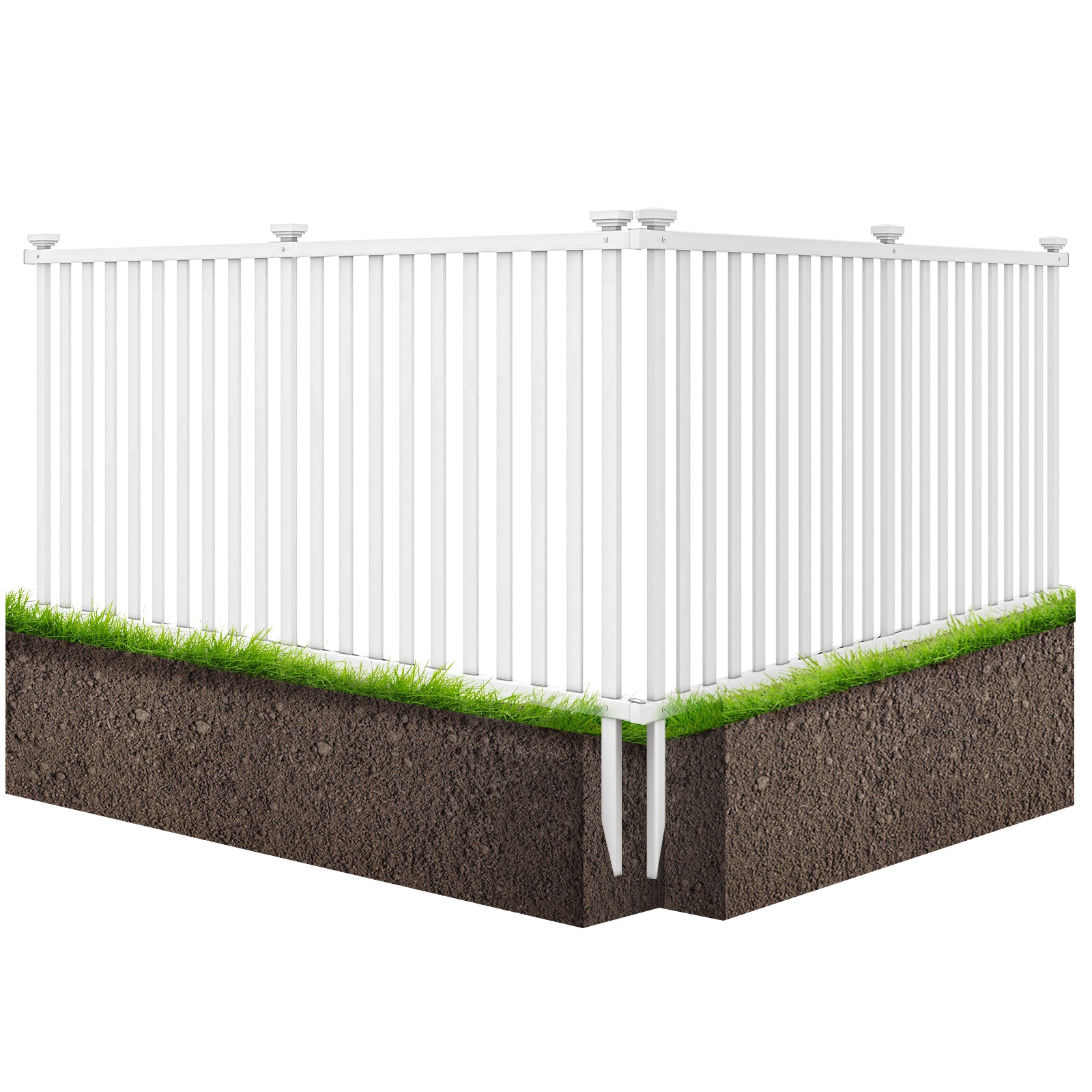 2 Piece 80 x 51 Inch Vinyl Picket Fence for Garden, White Decorative Fencing & Flooring at Gallery Canada