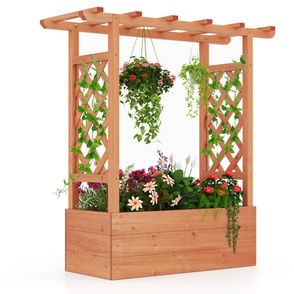 Wooden Raised Garden Bed Elevated Planter Box with Trellis and Hanging Roof, Orange Raised Garden Beds Orange at Gallery Canada