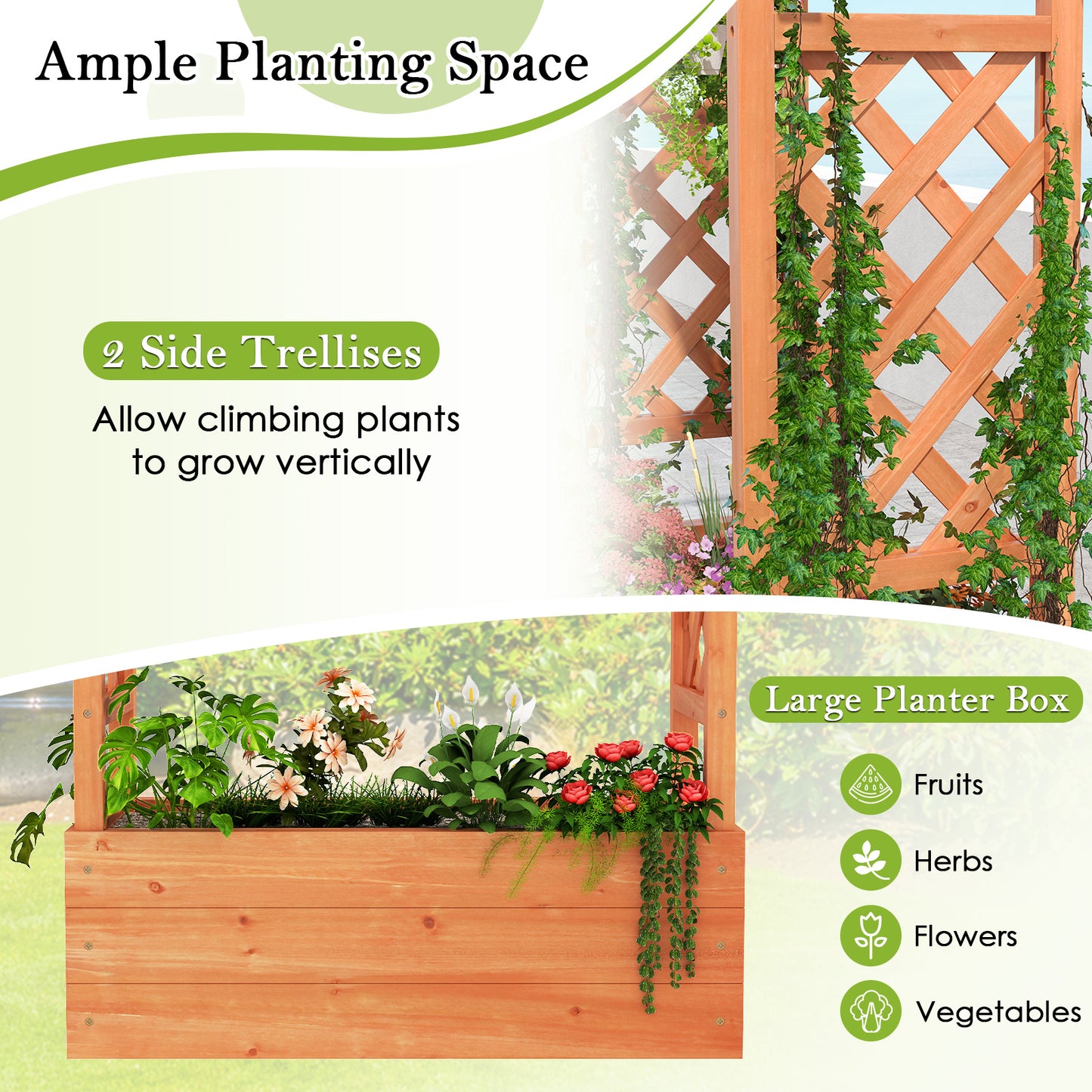 Wooden Raised Garden Bed Elevated Planter Box with Trellis and Hanging Roof, Orange Raised Garden Beds at Gallery Canada