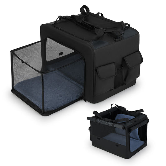 Portable Foldable Pet Carrier, 2 Openings, Comfy Cushion, S, Black Dog Supplies Black at Gallery Canada