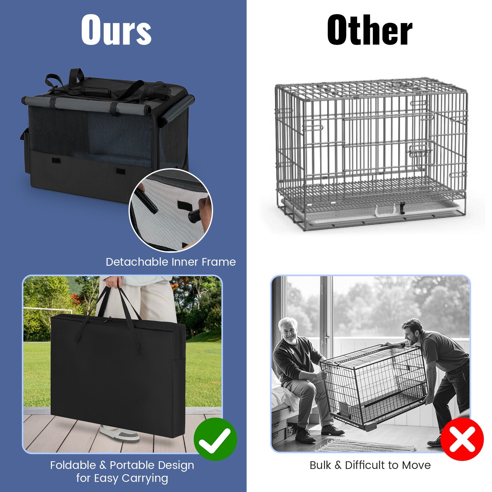 Portable Foldable Pet Carrying Bag with 2 Openings and Comfy Cushion-S, Black Dog Supplies at Gallery Canada