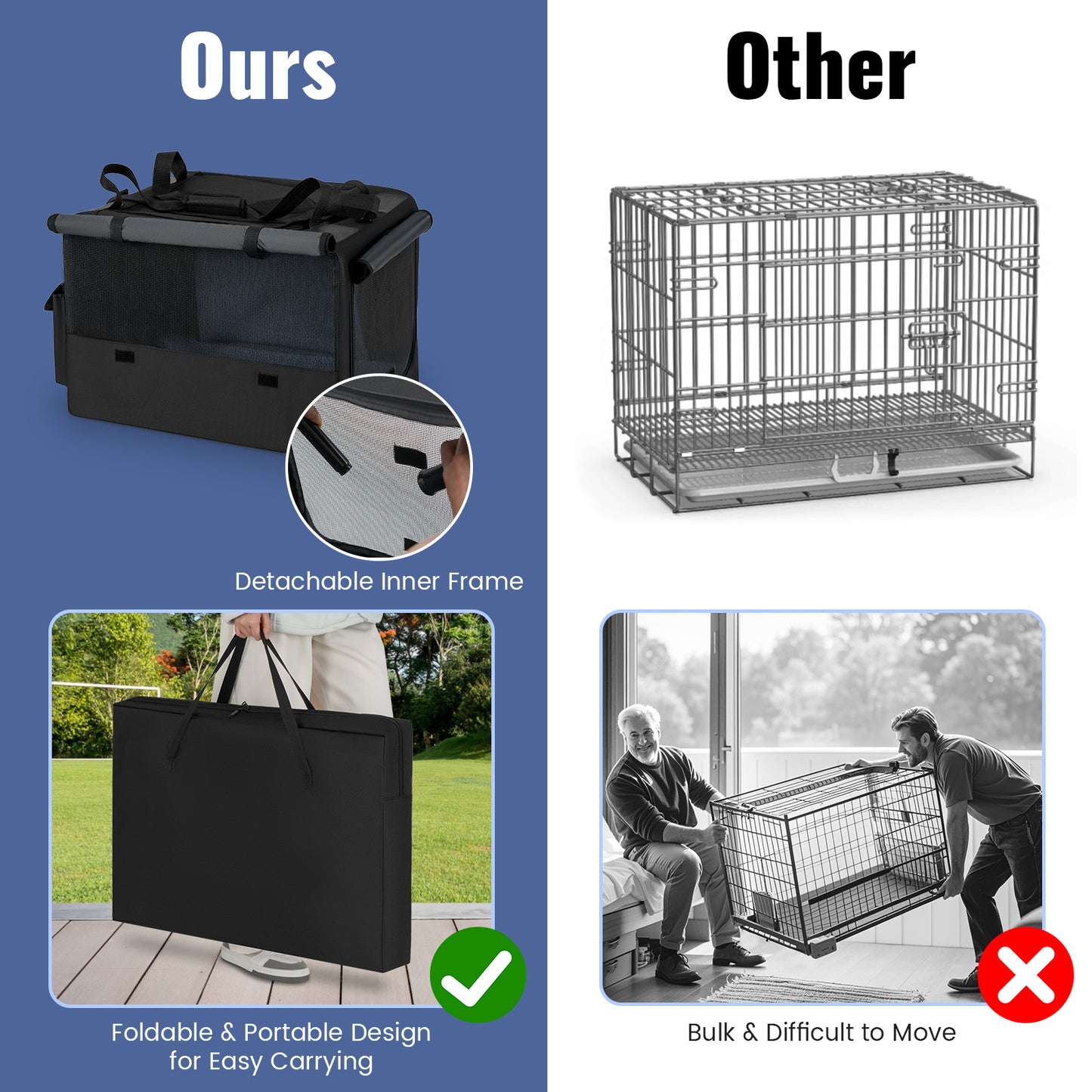 Portable Foldable Pet Carrying Bag with 2 Openings and Comfy Cushion-S, Black Dog Supplies at Gallery Canada